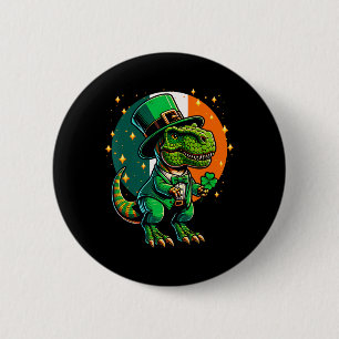 Macaron Rond 5 Cm Lutins Dinosaure T-rex St Patrick Irlandais Ir