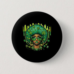 Macaron Rond 5 Cm Lutrin afro-américaine féminine Saint-Patrick noir