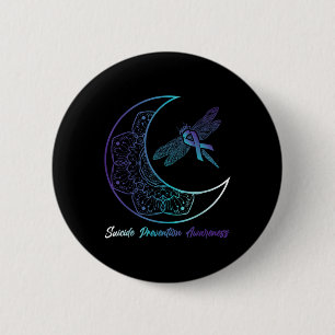 Macaron Rond 5 Cm Lutte contre la libellule de la lune de dépression