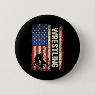 Macaron Rond 5 Cm Lutte États-Unis Drapeau Chemise Lutte 4ème De J