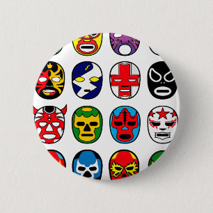 Macaron Rond 5 Cm Lutte mexicaine de lutteur de masque de Lucha