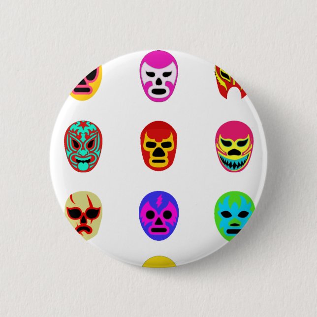 Macaron Rond 5 Cm Lutte mexicaine de masque de Lucha Libre (Devant)
