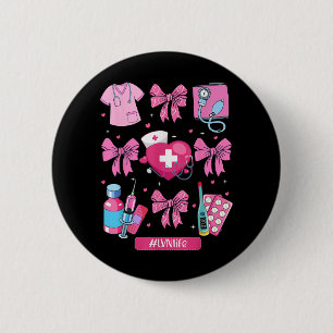 Macaron Rond 5 Cm Lvn Valentines Jour Coquette Bow Stethoscope Infir