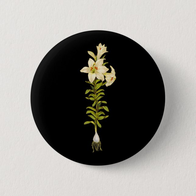 Macaron Rond 5 Cm Lys blancs (Devant)