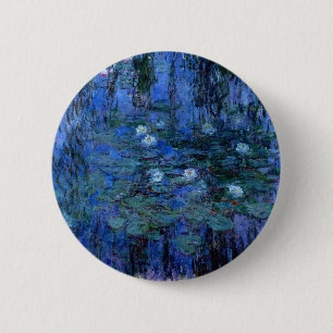 Macaron Rond 5 Cm Lys d'eau bleu Claude Monet