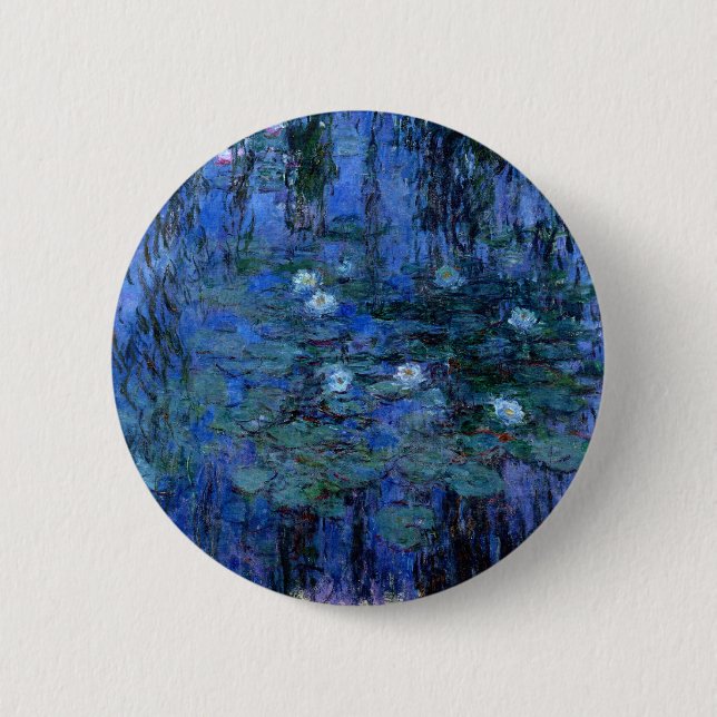 Macaron Rond 5 Cm Lys d'eau bleu Claude Monet (Devant)