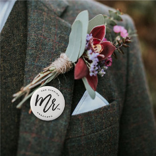 Macaron Rond 5 Cm M. Brush Script Bow Cravate Mariage Bachelor Party