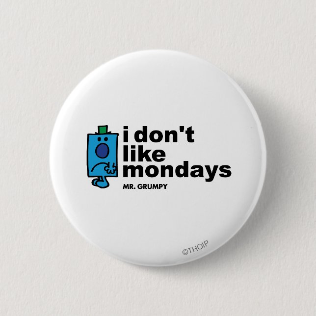 Macaron Rond 5 Cm M. Grumpy N'Aime Pas Lundi (Devant)