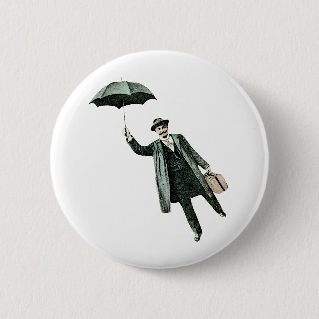 Macaron Rond 5 Cm M. Magic et son parapluie volant (Devant)