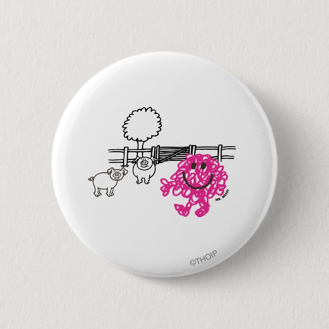 Macaron Rond 5 Cm M. Messy et deux cochons (Devant)