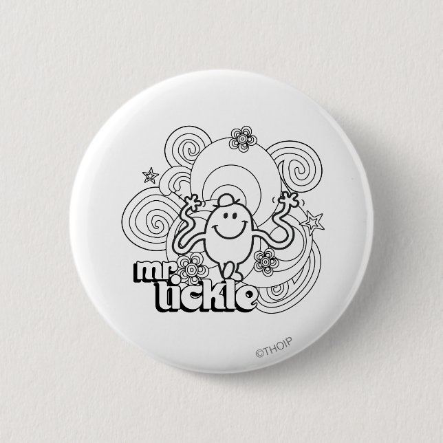 Macaron Rond 5 Cm M. Tickle | Black & White Swirls & Stars (Devant)