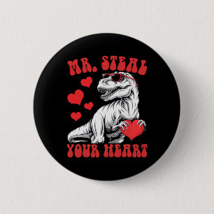 Macaron Rond 5 Cm M. volez votre cœur T-rex dinosaure Saint-Valentin