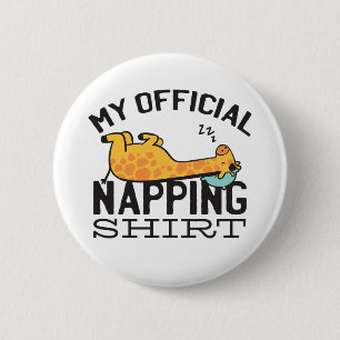 Macaron Rond 5 Cm Ma chemise de sieste officielle - Giraffe endormie