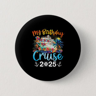 Macaron Rond 5 Cm Ma croisière d'anniversaire 2025 Vacances en crois