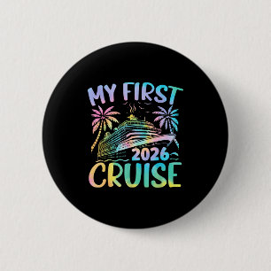 Macaron Rond 5 Cm Ma première croisière 2026 Vacances Tie Dye Famill