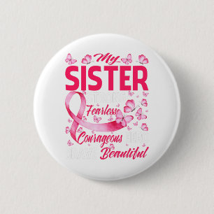 Macaron Rond 5 Cm Ma soeur Pink Ribbon Warrier Cancer du sein
