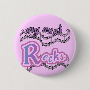 Macaron Rond 5 Cm Ma tante Rocks Tshirts et cadeaux