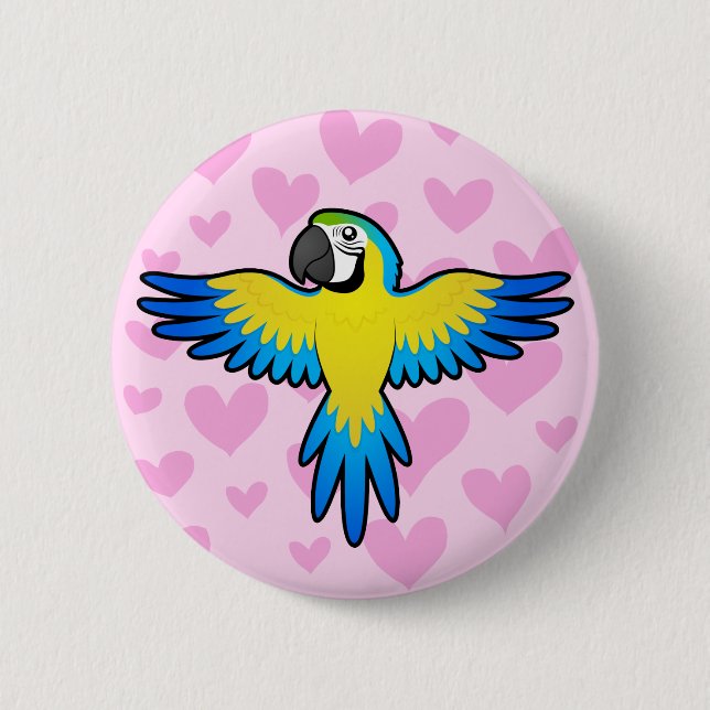 Macaron Rond 5 Cm Macaw / Parrot Love (Devant)