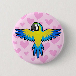 Macaron Rond 5 Cm Macaw / Parrot Love