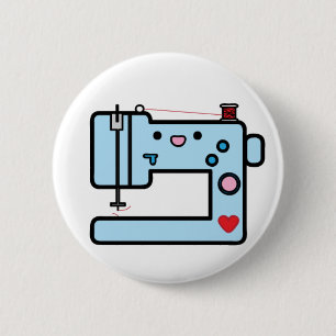 Macaron Rond 5 Cm machine à coudre bleue