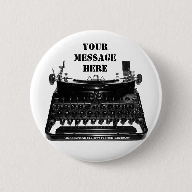 Macaron Rond 5 Cm Machine à écrire d'auteur que votre message ici (Devant)