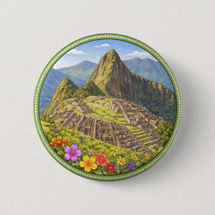 Macaron Rond 5 Cm Machu Picchu du Pérou