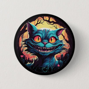 Macaron Rond 5 Cm Mad Cheshire Cat Alice au Pays des merveilles