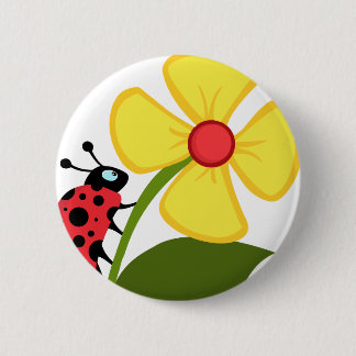 Macaron Rond 5 Cm Madame Bug sur la fleur jaune