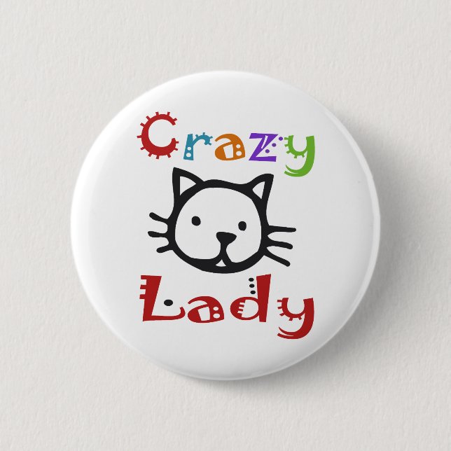 Macaron Rond 5 Cm Madame folle de chat (Devant)