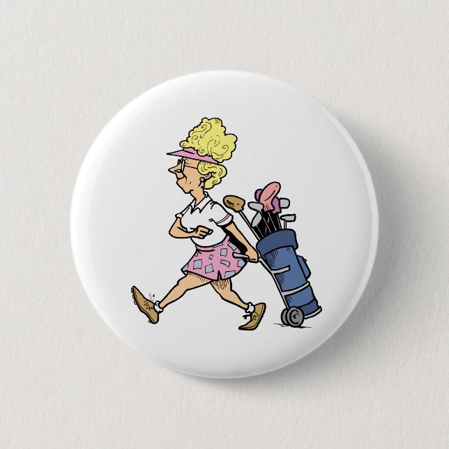 Macaron Rond 5 Cm Madame Golfer Tshirts et cadeaux (Devant)