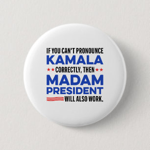 Macaron Rond 5 Cm Madame Harris Présidente 2024 Citation Pour Hommes