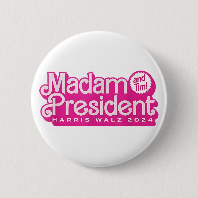 Macaron Rond 5 Cm Madame la Présidente | Harris Walz (Devant)