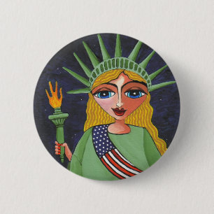 Macaron Rond 5 Cm Madame Liberty - bouton de vol