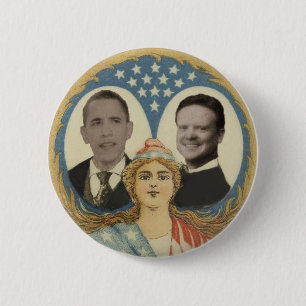 Macaron Rond 5 Cm Madame Liberty Button d'Obama /Webb