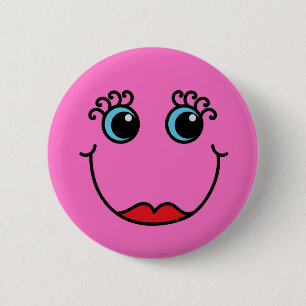 Macaron Rond 5 Cm Madame rose visage