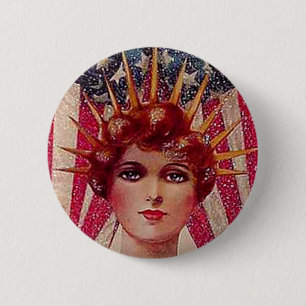Macaron Rond 5 Cm Madame vintage Liberty Patriotic le 4 juillet de