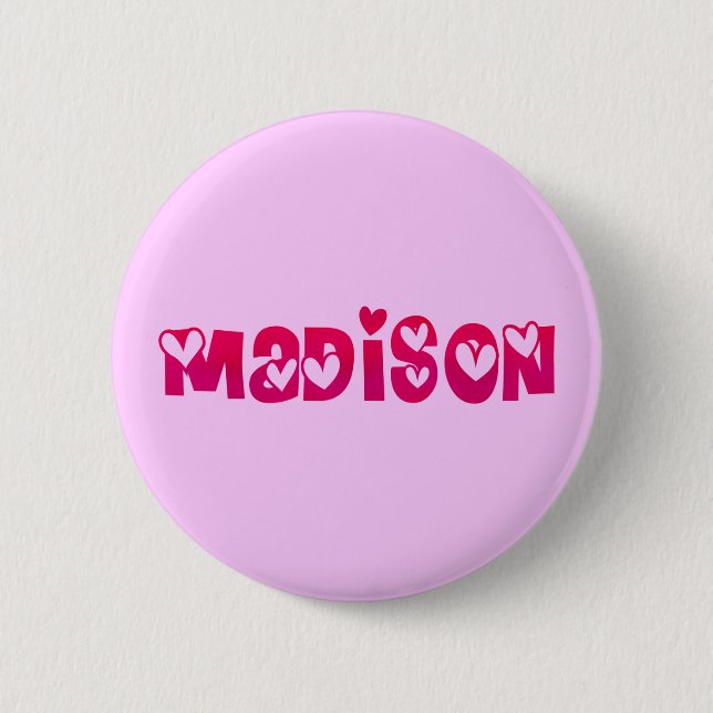Macaron Rond 5 Cm Madison dans les coeurs (Devant)