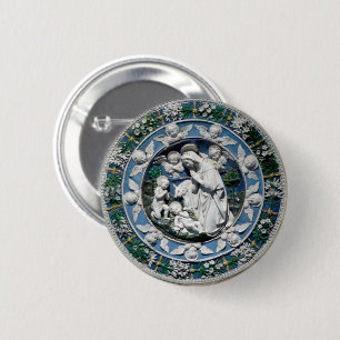 Macaron Rond 5 Cm Madonna Adoring Child par Della Robbia