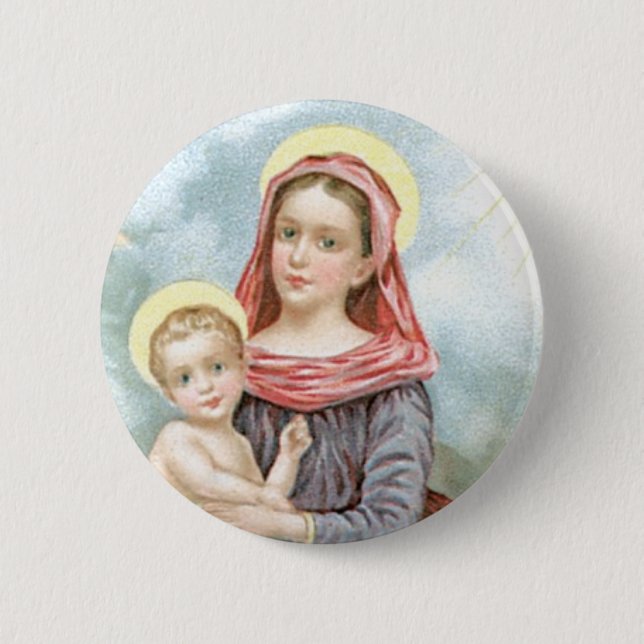 Macaron Rond 5 Cm Madonna avec Christ Child (Devant)