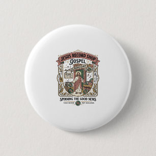 Macaron Rond 5 Cm Magasin de disques Jésus Évangile Magasin de disqu