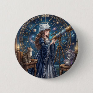 Macaron Rond 5 Cm Magical Astronomy Anime Girl - Rêves & Rêverie