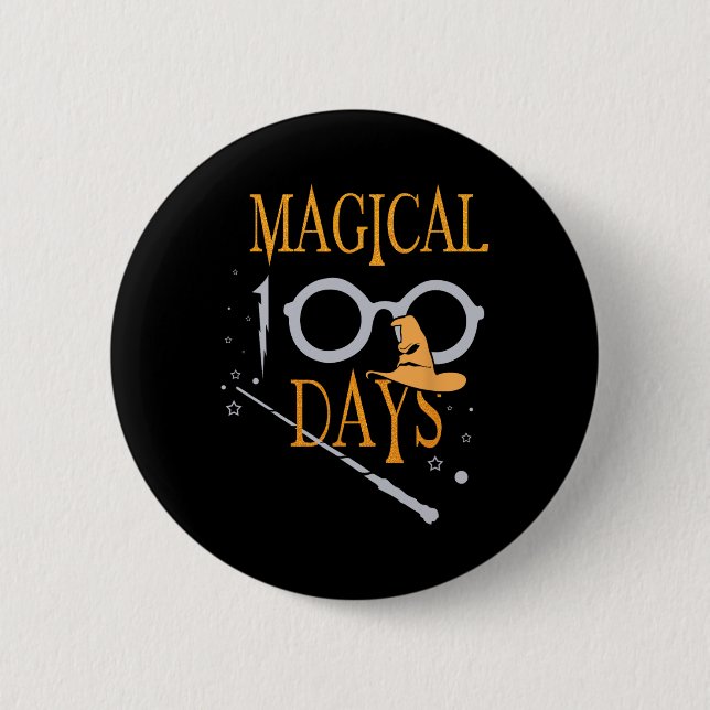 Macaron Rond 5 Cm Magical Days Of School 100th Day Teacher Students (Devant)