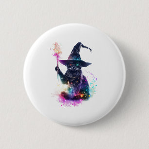Macaron Rond 5 Cm Magie de Chat Sorcier