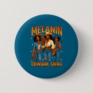 Macaron Rond 5 Cm Magie de Cowgirl Noire Mélanine Western Juneteenth