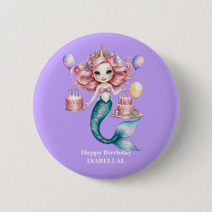 Macaron Rond 5 Cm Magique sirène arc-en-ciel Pastel fête de fille d'