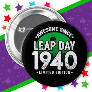 Macaron Rond 5 Cm Magnifique depuis 1940 Leap Année Jour Février 29 
