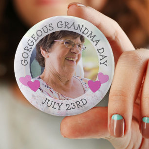 Macaron Rond 5 Cm Magnifique grand-mère Jour Juillet 23 Bouton perso