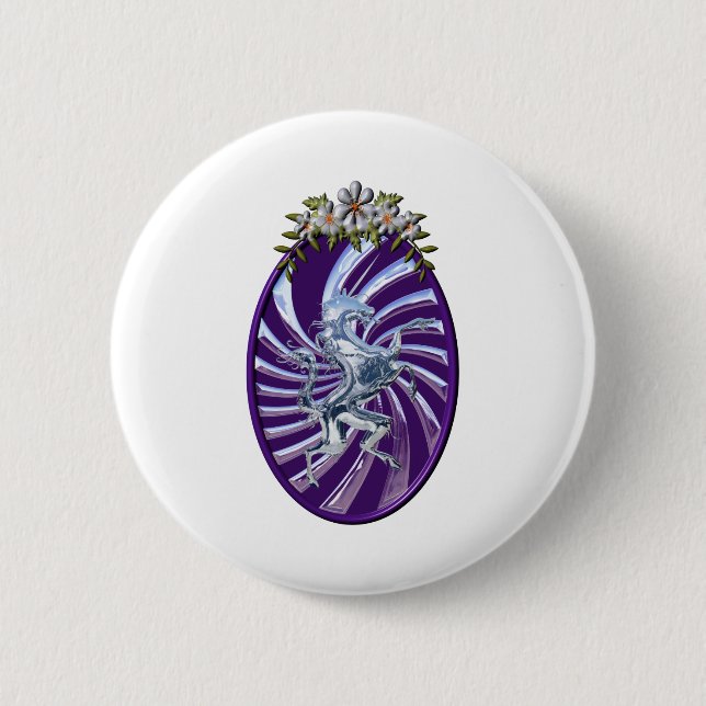 Macaron Rond 5 Cm Magnifique licorne mythique (Devant)