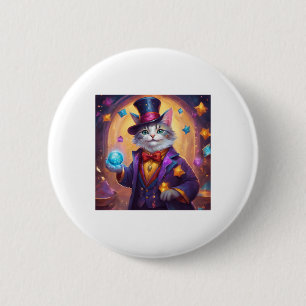 Macaron Rond 5 Cm Magnifique Magnifique Chat Avec Des Yeux Bleus Lum