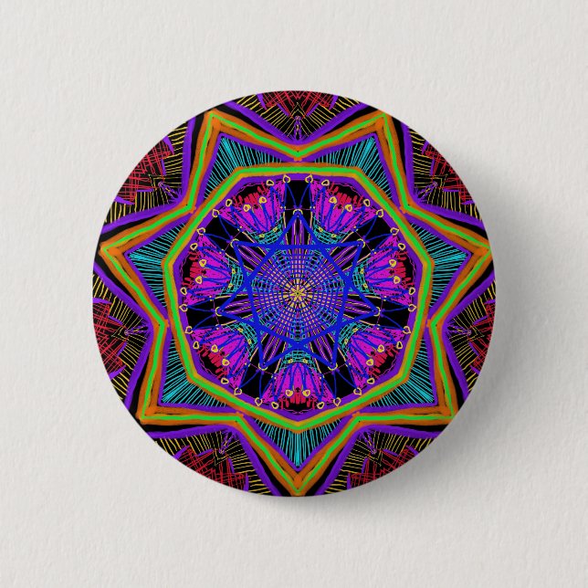 Macaron Rond 5 Cm Magnifique motif Mandala (Devant)